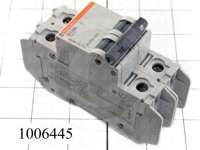 Circuit Breaker, 2 Poles, 1.5A, 240VAC, D Curve, UL 489 Listed