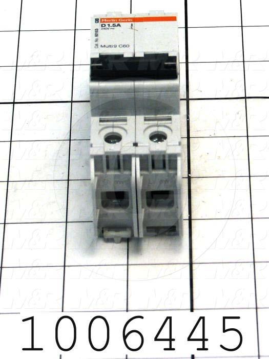 Circuit Breaker, 2 Poles, 1.5A, 240VAC, D Curve, UL 489 Listed