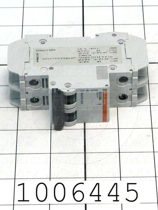 Circuit Breaker, 2 Poles, 1.5A, 240VAC, D Curve, UL 489 Listed