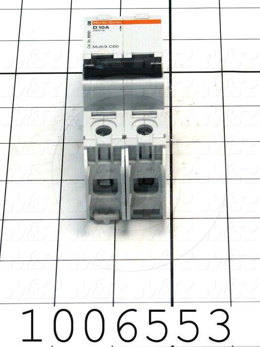 Circuit Breaker, 2 Poles, 10A, 240VAC, D Curve, UL 489 Listed