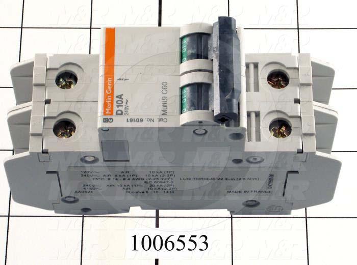 Circuit Breaker, 2 Poles, 10A, 240VAC, D Curve, UL 489 Listed