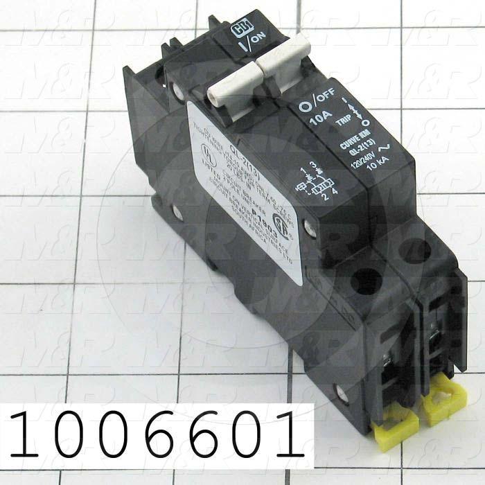 Circuit Breaker, 2 Poles, 10A, 240VAC, D Curve, UL 489 Listed