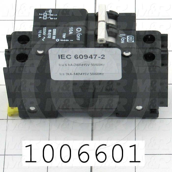 Circuit Breaker, 2 Poles, 10A, 240VAC, D Curve, UL 489 Listed