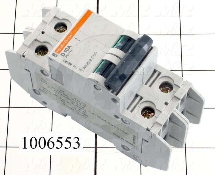 Circuit Breaker, 2 Poles, 10A, 240VAC, D Curve, UL 489 Listed
