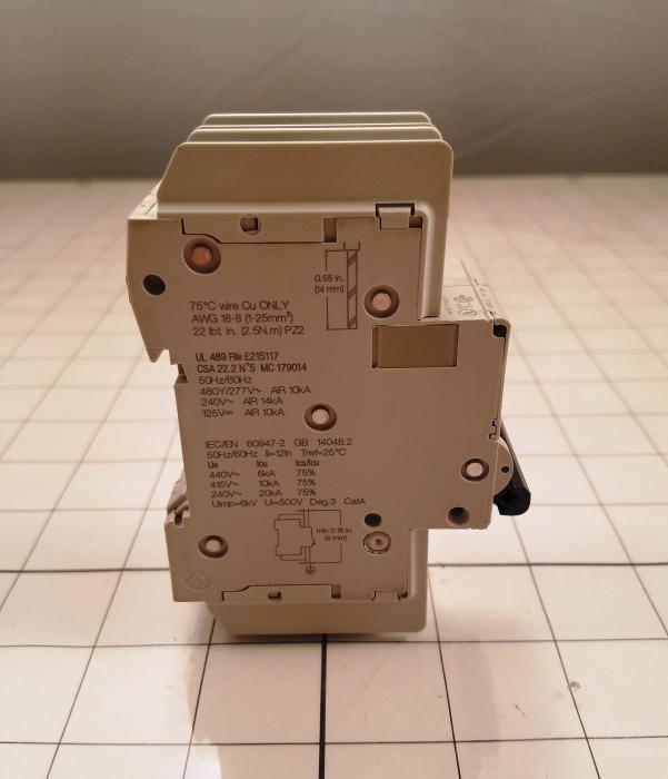 Circuit Breaker, 2 Poles, 1A, 240VAC, D Curve, UL 489 Listed