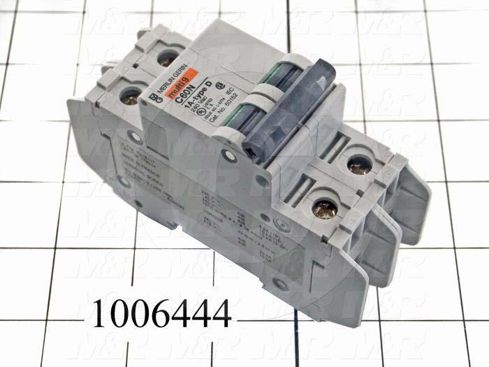 Circuit Breaker, 2 Poles, 1A, 240VAC, D Curve, UL 489 Listed