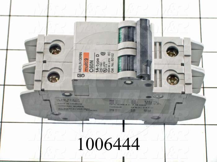 Circuit Breaker, 2 Poles, 1A, 240VAC, D Curve, UL 489 Listed