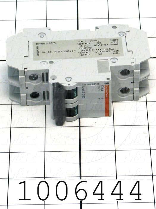 Circuit Breaker, 2 Poles, 1A, 240VAC, D Curve, UL 489 Listed