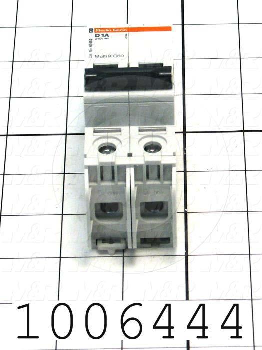 Circuit Breaker, 2 Poles, 1A, 240VAC, D Curve, UL 489 Listed