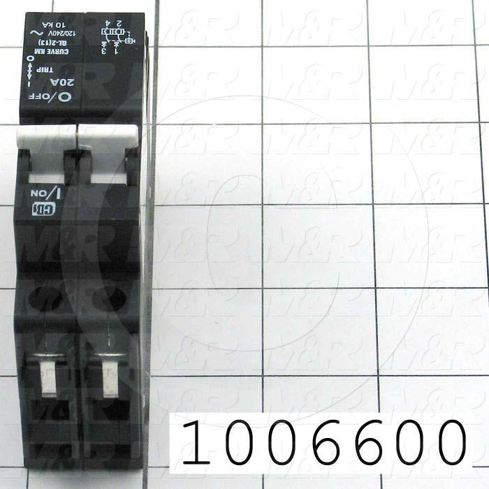Circuit Breaker, 2 Poles, 20A, 240VAC, D Curve, UL 489 Listed