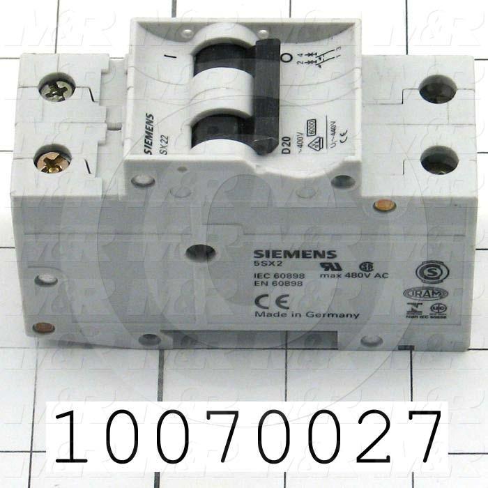 Circuit Breaker, 2 Poles, 20A, D Curve