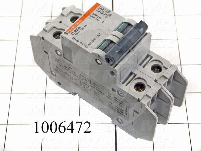 Circuit Breaker, 2 Poles, 25A, 240VAC, C Curve, UL 489 Listed