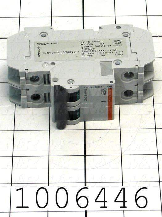 Circuit Breaker, 2 Poles, 2A, 240VAC, D Curve, UL 489 Listed