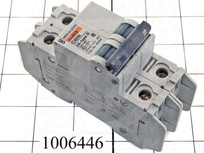 Circuit Breaker, 2 Poles, 2A, 240VAC, D Curve, UL 489 Listed