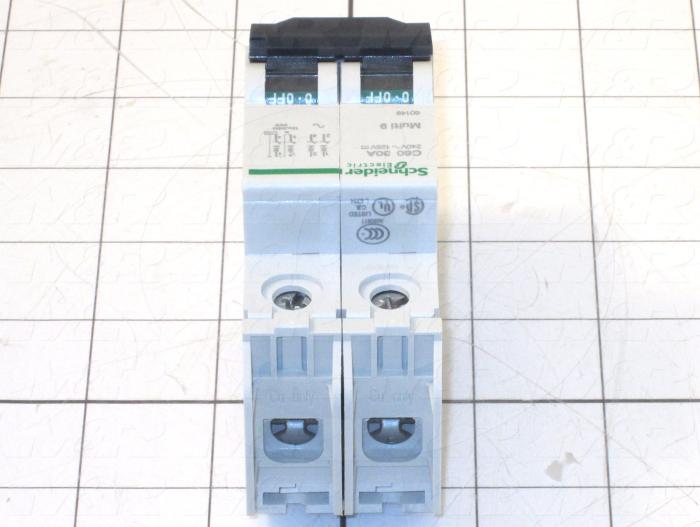 Circuit Breaker, 2 Poles, 30A, 240VAC, C Curve, UL 489 Listed