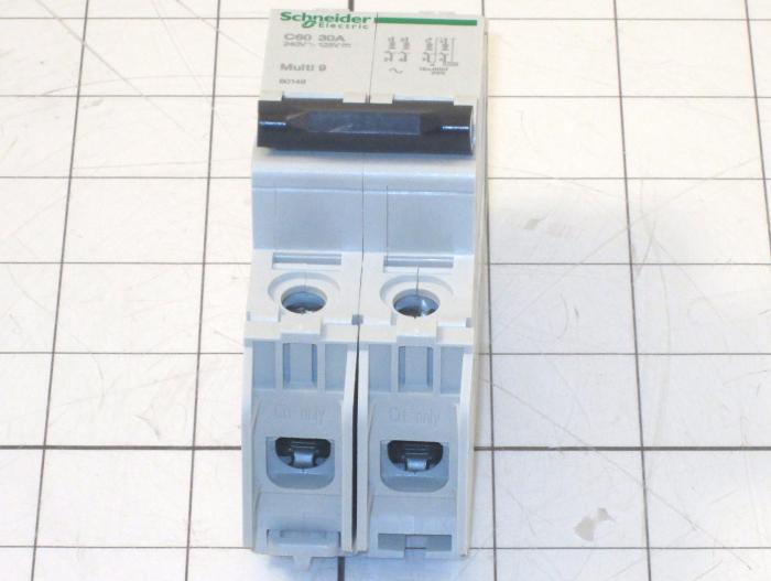 Circuit Breaker, 2 Poles, 30A, 240VAC, C Curve, UL 489 Listed