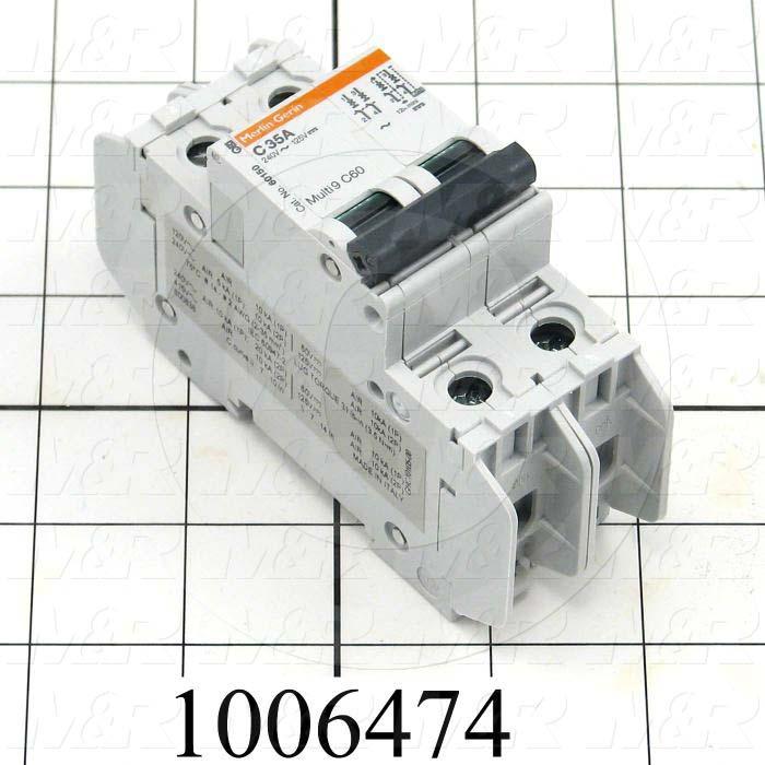 Circuit Breaker, 2 Poles, 35A, 240VAC, C Curve, UL 489 Listed