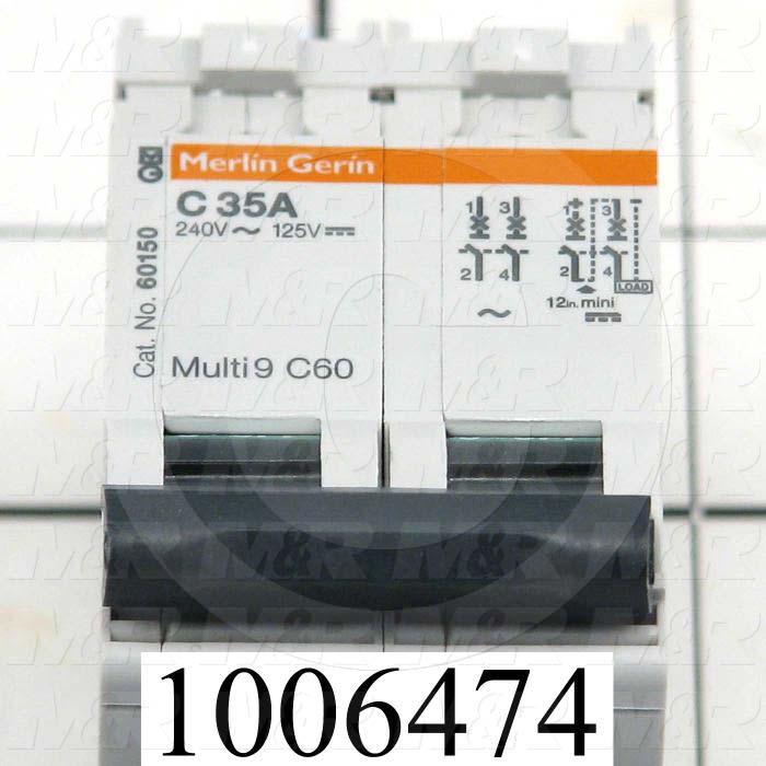 Circuit Breaker, 2 Poles, 35A, 240VAC, C Curve, UL 489 Listed