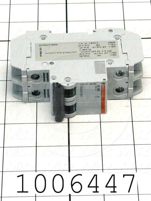 Circuit Breaker, 2 Poles, 3A, 240VAC, D Curve, UL 489 Listed