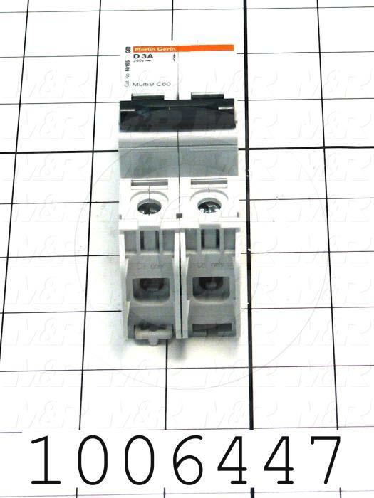Circuit Breaker, 2 Poles, 3A, 240VAC, D Curve, UL 489 Listed