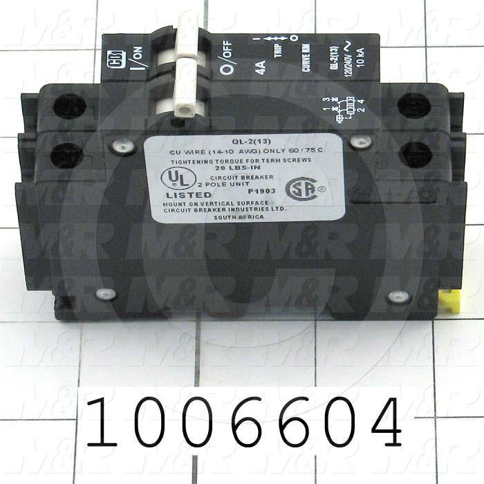 Circuit Breaker, 2 Poles, 4A, 240VAC, D Curve, UL 489 Listed