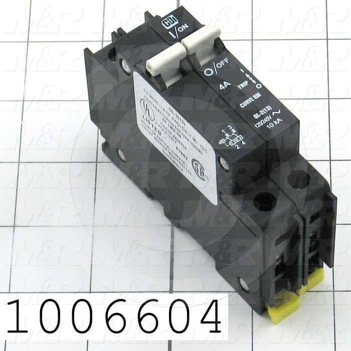 Circuit Breaker, 2 Poles, 4A, 240VAC, D Curve, UL 489 Listed