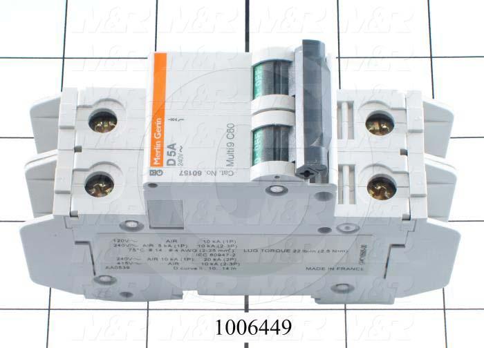 Circuit Breaker, 2 Poles, 5A, 240VAC, D Curve, UL 489 Listed