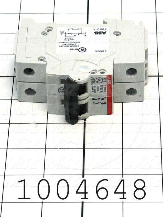 Circuit Breaker, 2 Poles, 63A, 240VAC, K Curve, UL 489 Listed