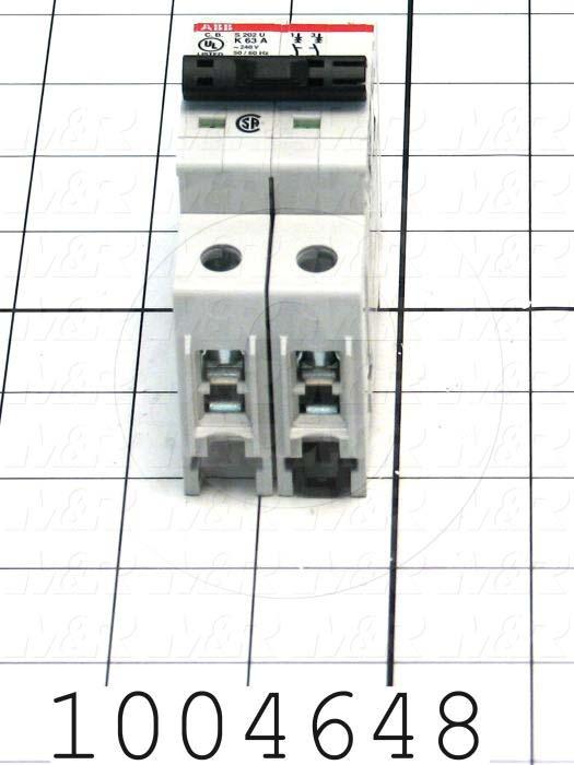 Circuit Breaker, 2 Poles, 63A, 240VAC, K Curve, UL 489 Listed