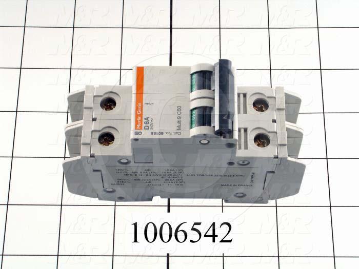 Circuit Breaker, 2 Poles, 6A, 240VAC, D Curve, UL 489 Listed