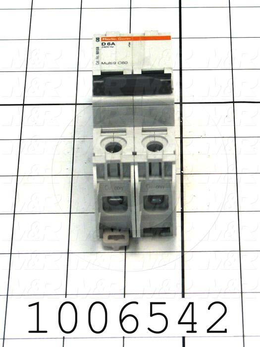 Circuit Breaker, 2 Poles, 6A, 240VAC, D Curve, UL 489 Listed