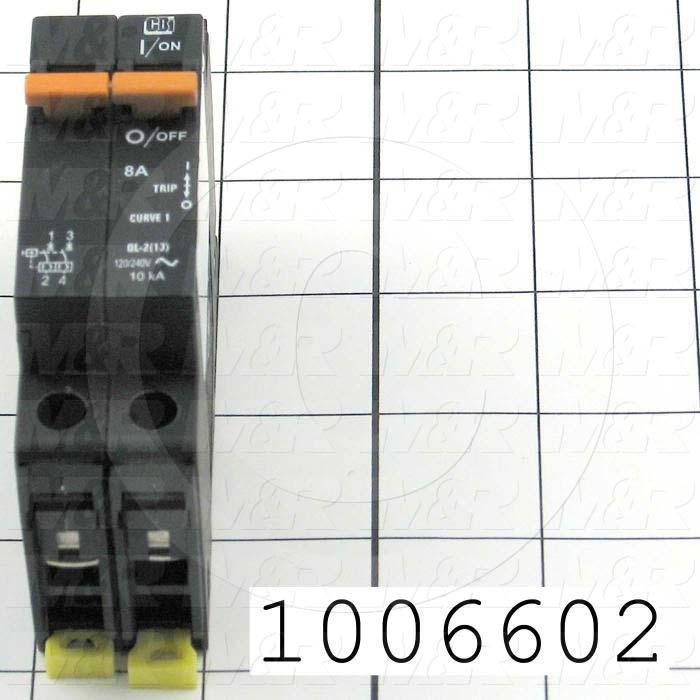 Circuit Breaker, 2 Poles, 8A, 240VAC, D Curve, UL 489 Listed