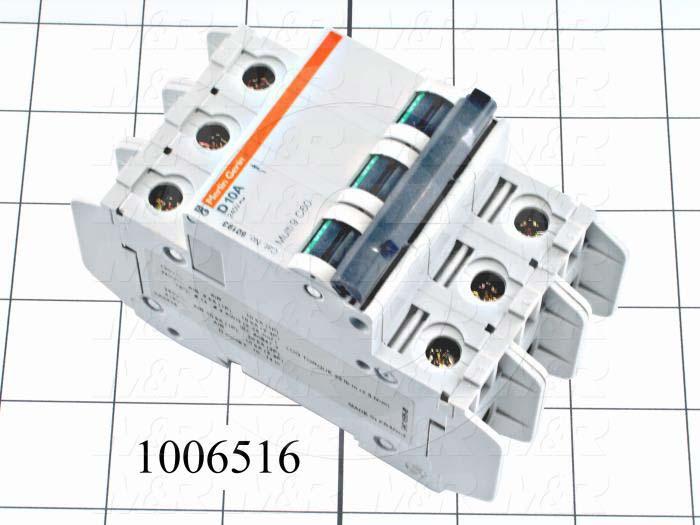 Circuit Breaker, 3 Poles, 10A, 240VAC, D Curve, UL 489 Listed