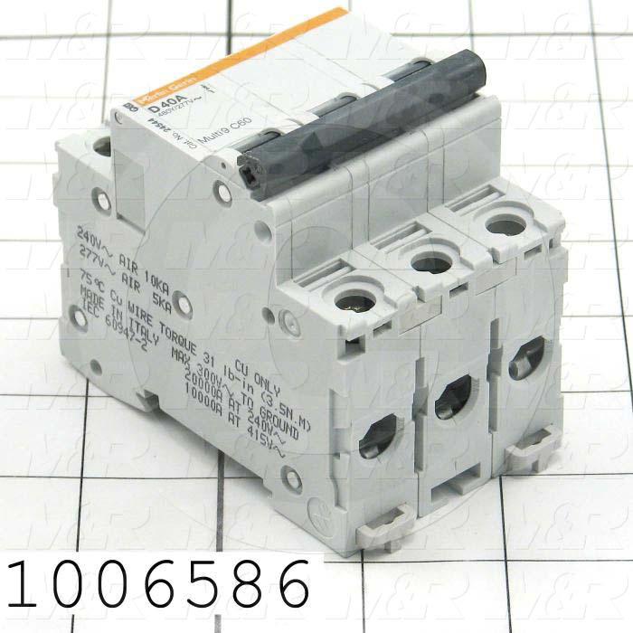 Circuit Breaker, 3 Poles, 40A, 480VAC, D Curve, UL 1077