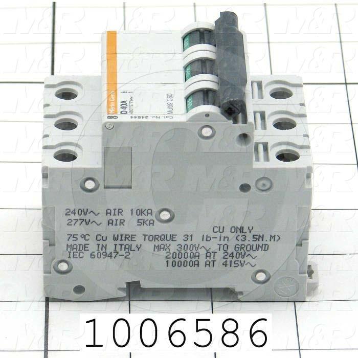 Circuit Breaker, 3 Poles, 40A, 480VAC, D Curve, UL 1077