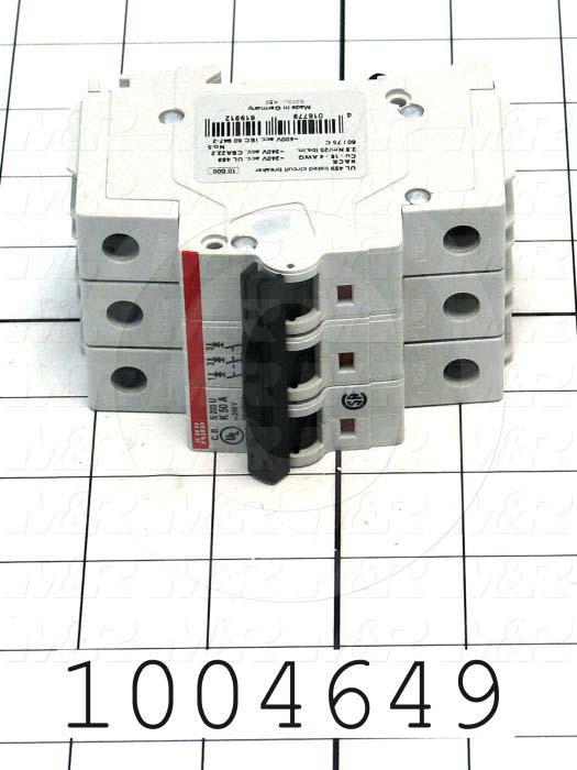 Circuit Breaker, 3 Poles, 50A, 240VAC, K Curve, UL 489 Listed