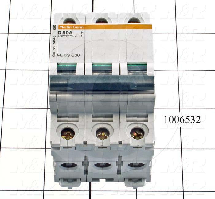 Circuit Breaker, 3 Poles, 50A, 480VAC, D Curve, UL 1077