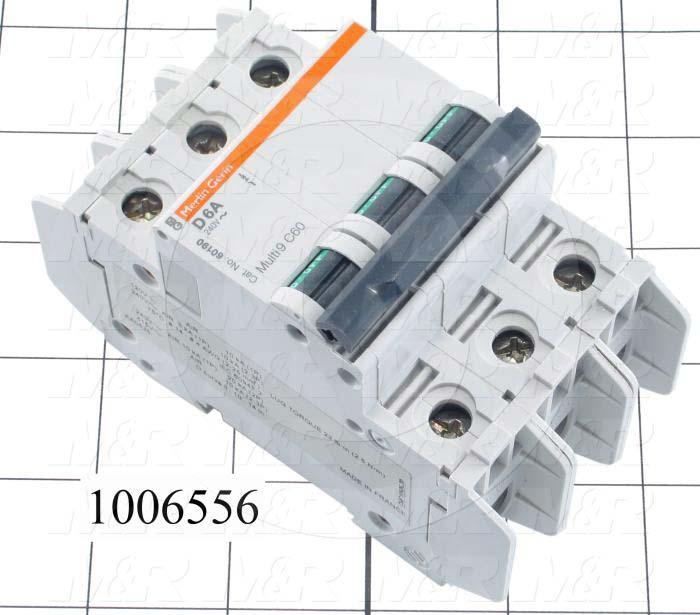 Circuit Breaker, 3 Poles, 6A, 240VAC, D Curve, UL 489 Listed