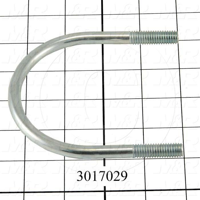 Clamps, Hose And Tube Clamp Type, U-Bolt Style, 3" Pipe U-Bolt Size, 3/8-16 Thread Size, Steel Material