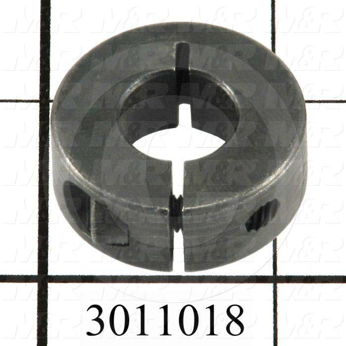 Collar, One-Piece Clamp-On Type, 0.50" Bore Size, 1.50 in. Outside Diameter, 0.500" Width, Steel