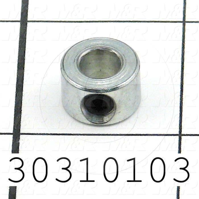 Collar, One-Piece Set Screw Type, 0.25" Bore Size, 0.50" Outside Diameter, 0.281" Width, Steel, Finish Zinc Plated
