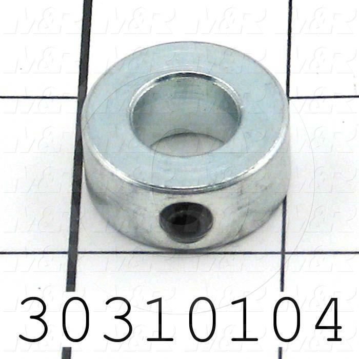 Collar, Set Screw Type, 0.50" Bore Size, 1.00" Outside Diameter, 0.44" Width, Steel