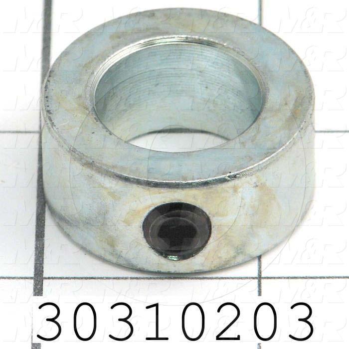 Collar, Set Screw Type, 0.75" Bore Size, 1.25 in. Outside Diameter, 0.563 in. Width, Steel