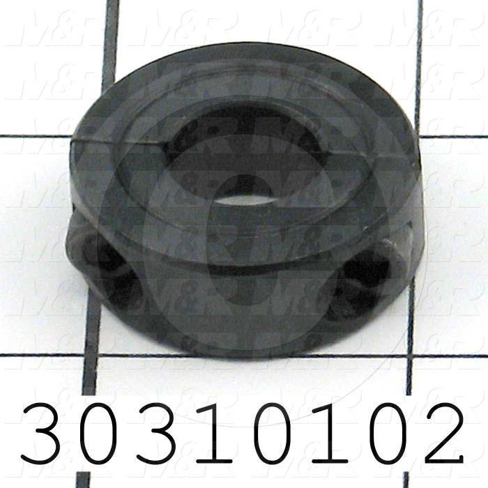 Collar, Two-Piece Clamp-On Type, 0.50" Bore Size, 1.125" Outside Diameter, 0.406" Width, Steel