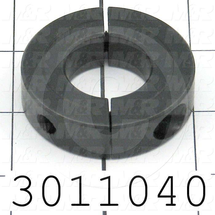 Collar, Two-Piece Clamp-On Type, 1.00" Bore Size, 2.00 in. Outside Diameter, 0.500" Width, Steel