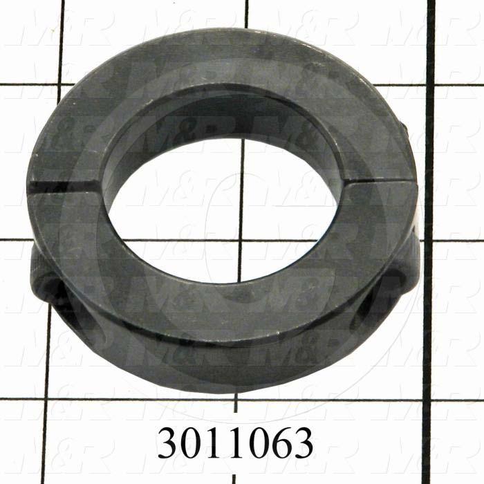 Collar, Two-Piece Clamp-On Type, 1.50" Bore Size, 2-3/8" Outside Diameter, 0.563 in. Width, Steel, Finish Black Oxide
