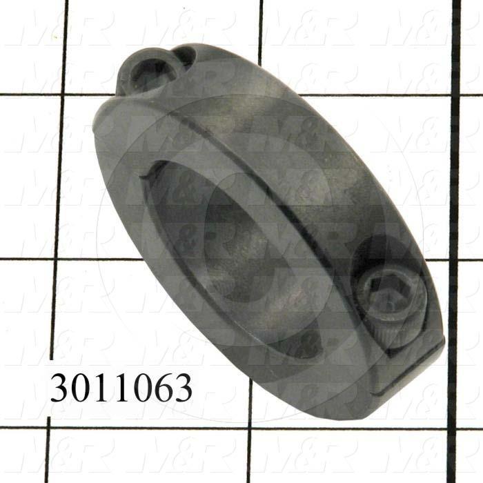 Collar, Two-Piece Clamp-On Type, 1.50" Bore Size, 2-3/8" Outside Diameter, 0.563 in. Width, Steel, Finish Black Oxide