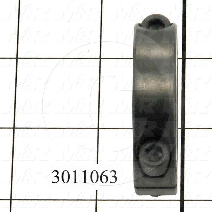 Collar, Two-Piece Clamp-On Type, 1.50" Bore Size, 2-3/8" Outside Diameter, 0.563 in. Width, Steel, Finish Black Oxide