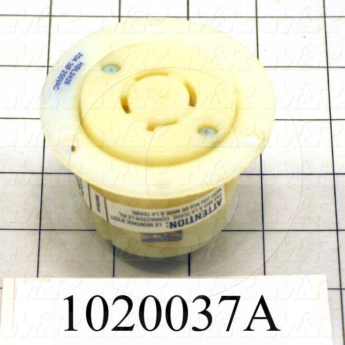 Connector for Power, Flanged Outlet, 3 Poles, 4 Wires, 250V, 20A