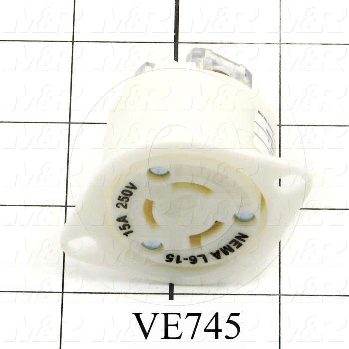 Connector for Power, Flanged Outlet, 3 Wires, 250V, 15A